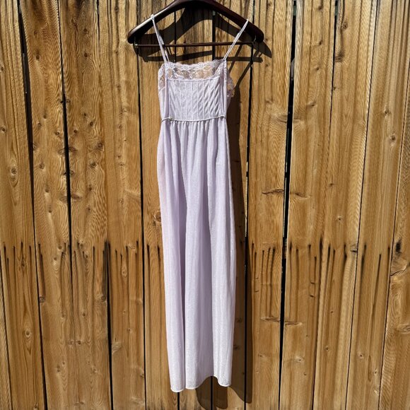 Vintage Nightgown 70s Undercover Wear Purple Empire Waist Sheer Negligee M/L - Picture 12 of 15